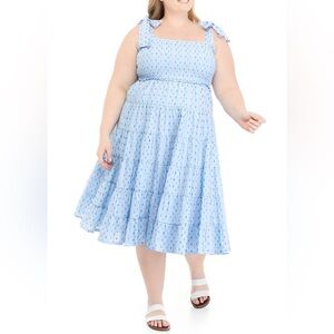 Crown & Ivy Plus Size Sleeveless Smocked Bodice Dress